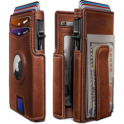 Nolan™ | Minimalist RFID Wallet With AirTag Slot & Magnetic Flip