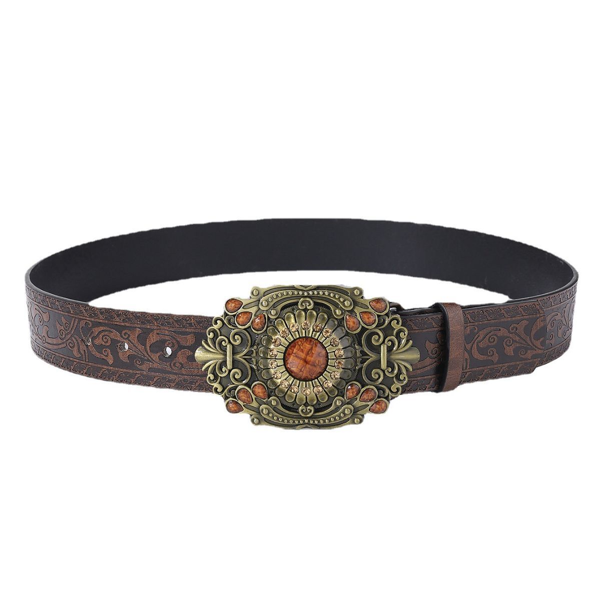 Euan™ | Men’s Retro Embossed PU Leather Belt – Ethnic Style