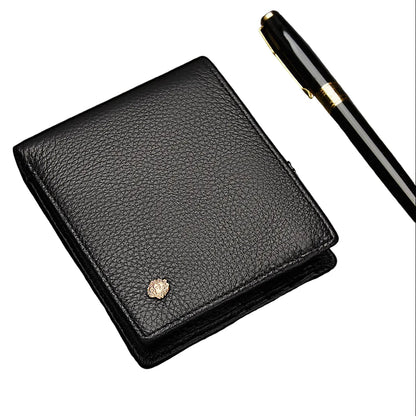 Adrian™ | Simple Cowhide Leather Zipper Wallet