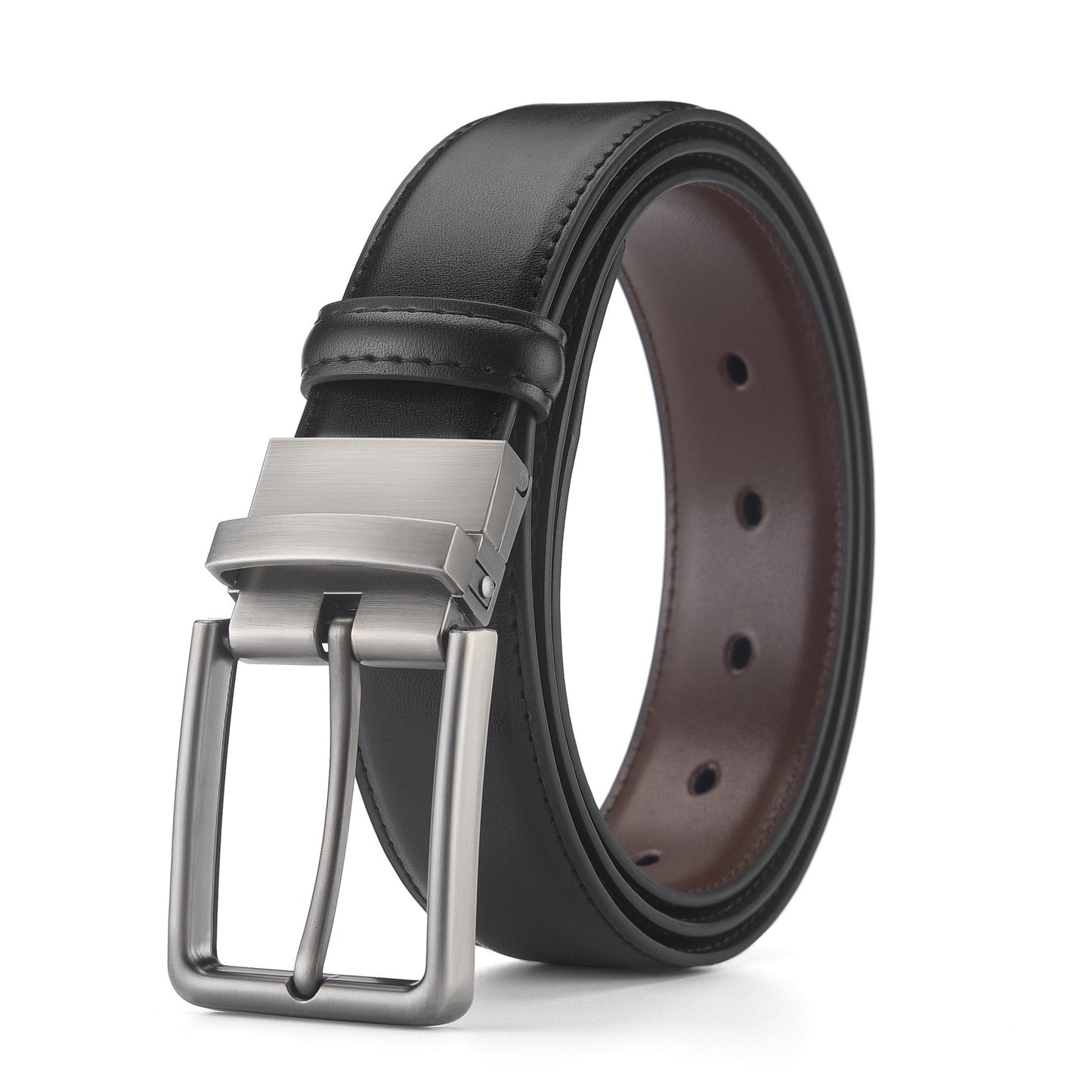 Kirk™ | Men’s Reversible Cowhide Leather Belt – Swivel Buckle