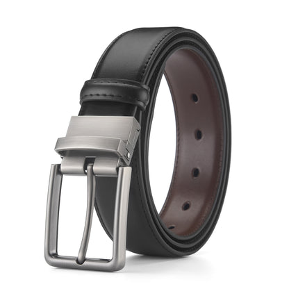 Kirk™ | Men’s Reversible Cowhide Leather Belt – Swivel Buckle