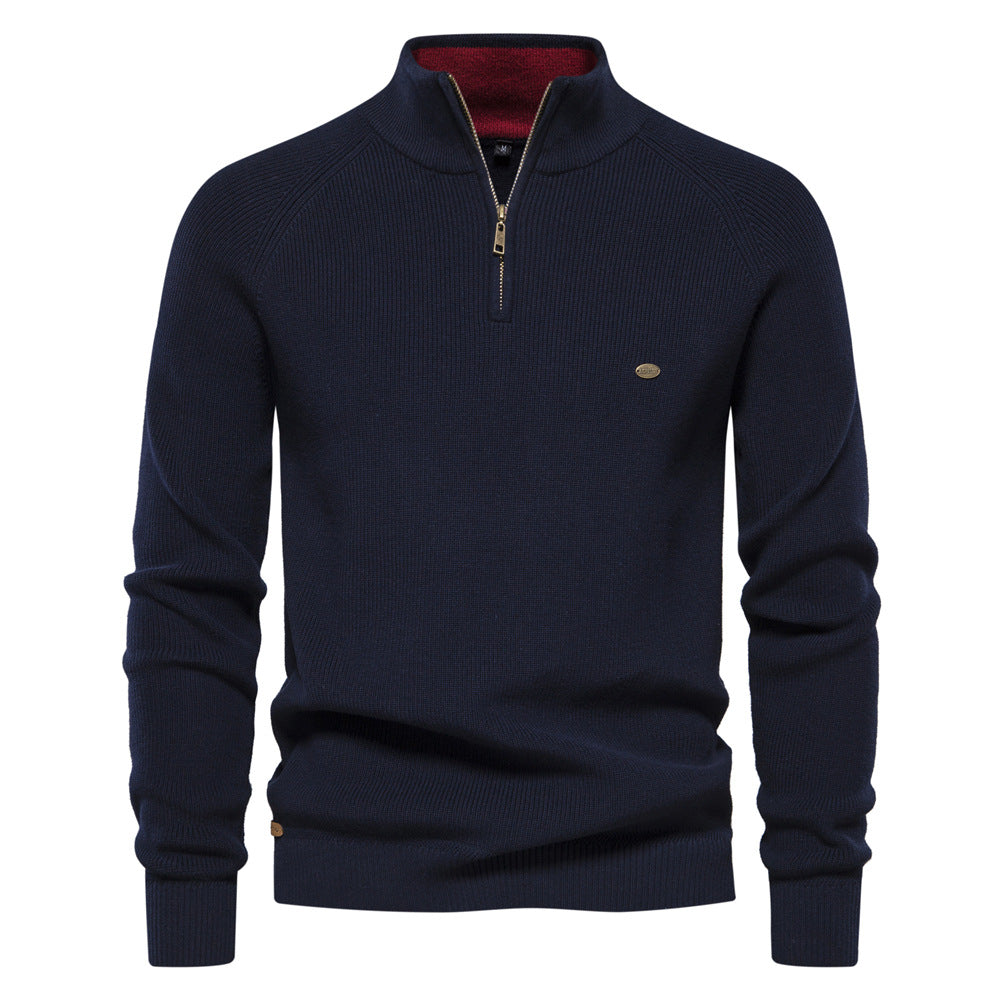 Noah Mens Half Zip Up Sweater, Silky Soft Inside in Navy