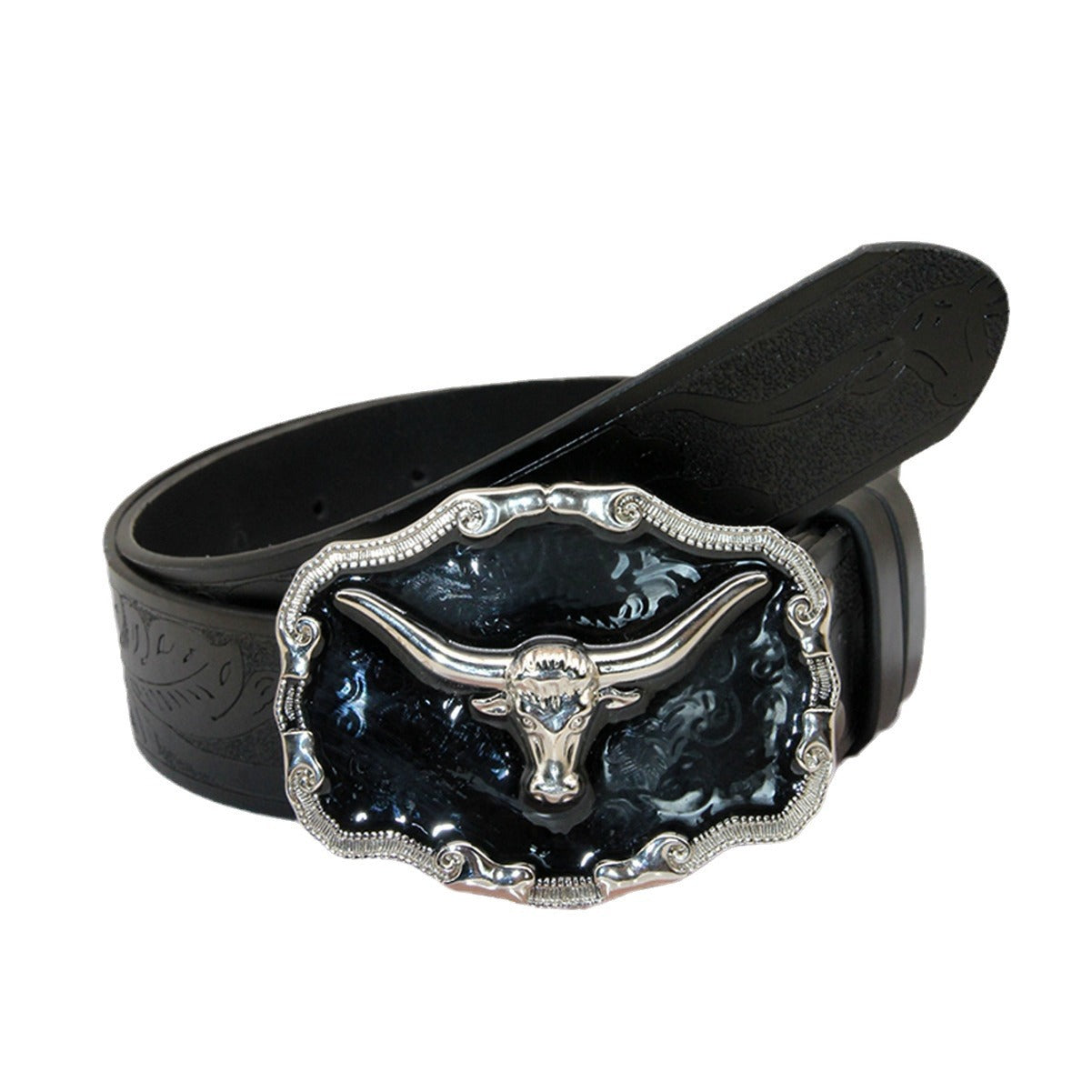 Halbert™ | Men’s Western Cowboy PU Belt – Cow Head Buckle