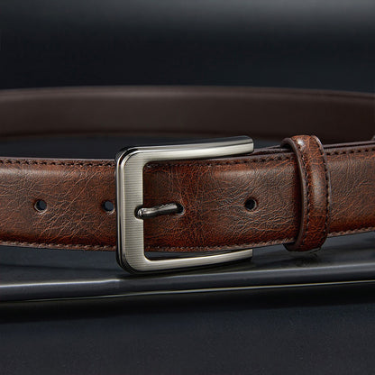 Isaias™ | Cowhide Leather Belt – Retro Pin Buckle