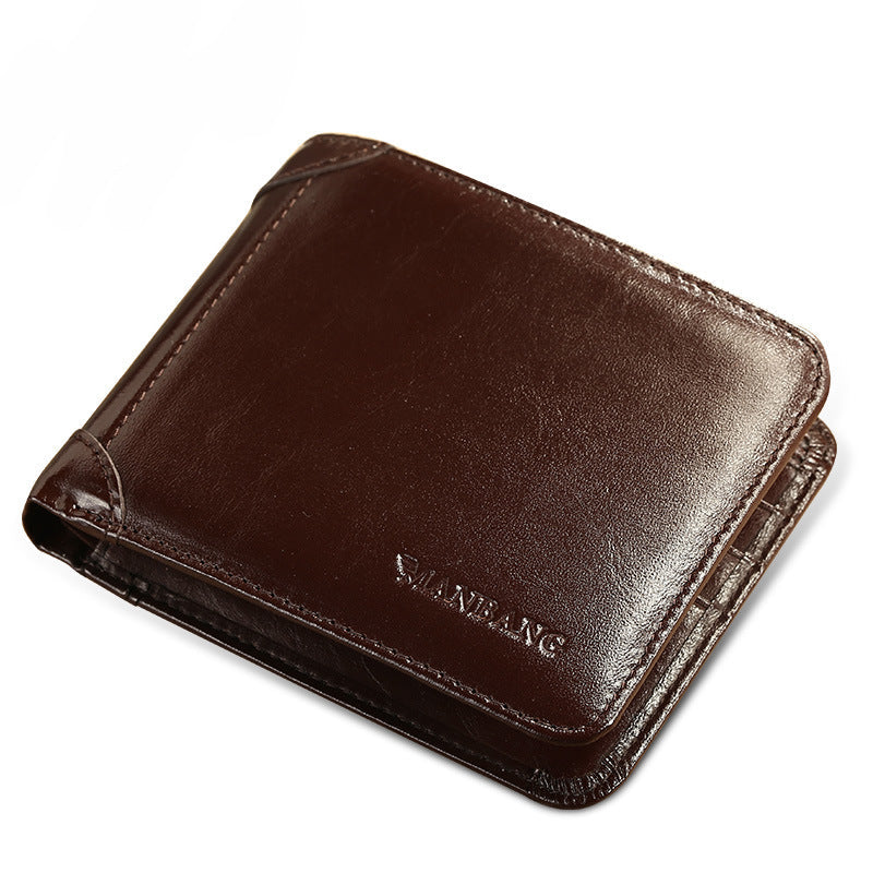Caleb™ | RFID Cowhide Leather Short Wallet