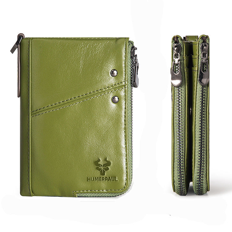 Ryder™ | RFID Double Zipper Leather Wallet