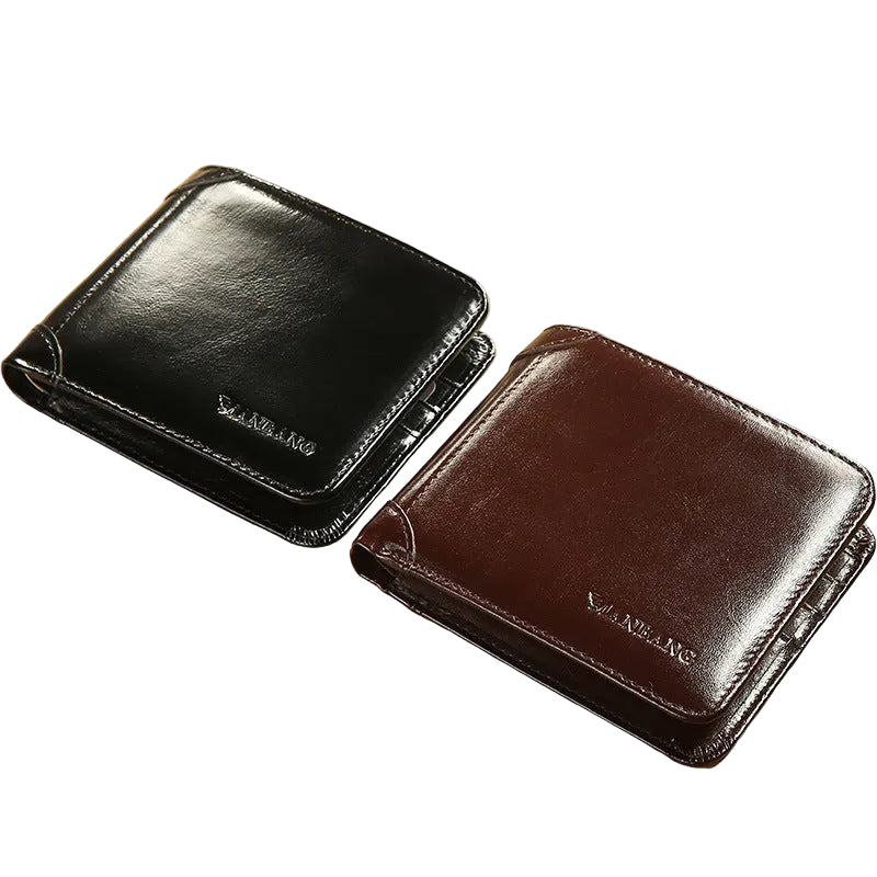Caleb™ | RFID Cowhide Leather Short Wallet