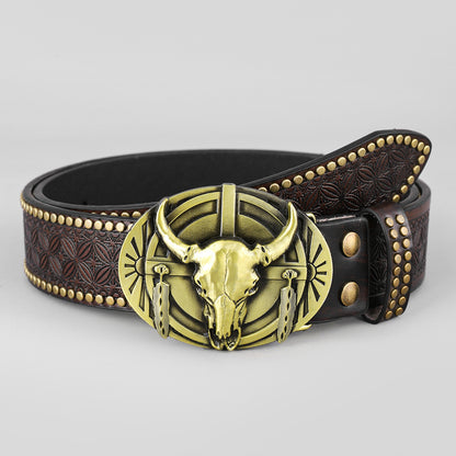 Anders™ | Vintage Western Studded Denim Leather Belt for Men