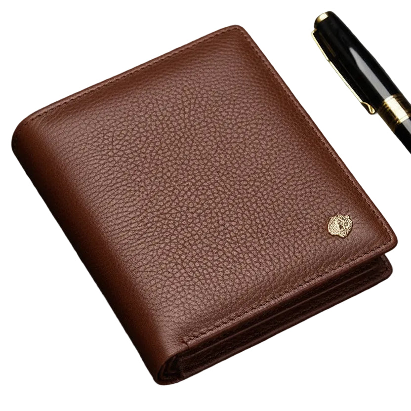 Adrian™ | Simple Cowhide Leather Zipper Wallet