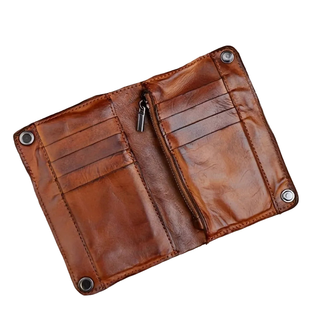 Tyson™ | Vintage Vegetable-Tanned Leather Wallet – Zipper Multi-Card