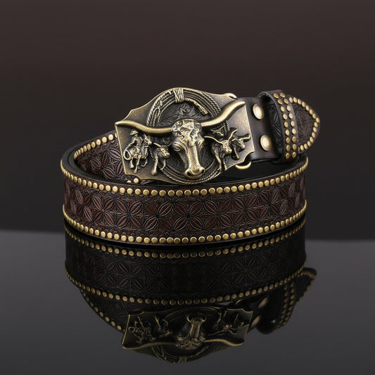 Anders™ | Vintage Western Studded Denim Leather Belt for Men