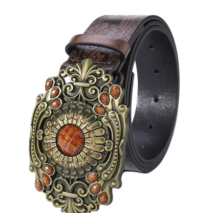 Euan™ | Men’s Retro Embossed PU Leather Belt – Ethnic Style