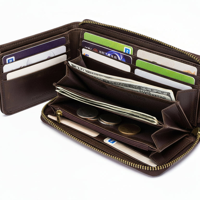 Khalid™ | Cowhide Leather Zipper Wallet