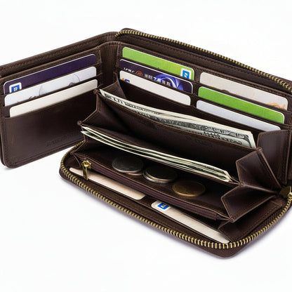 Khalid™ | Cowhide Leather Zipper Wallet