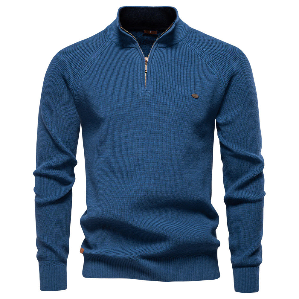 Noah Mens Half Zip Up Sweater, Silky Soft Inside in Blue