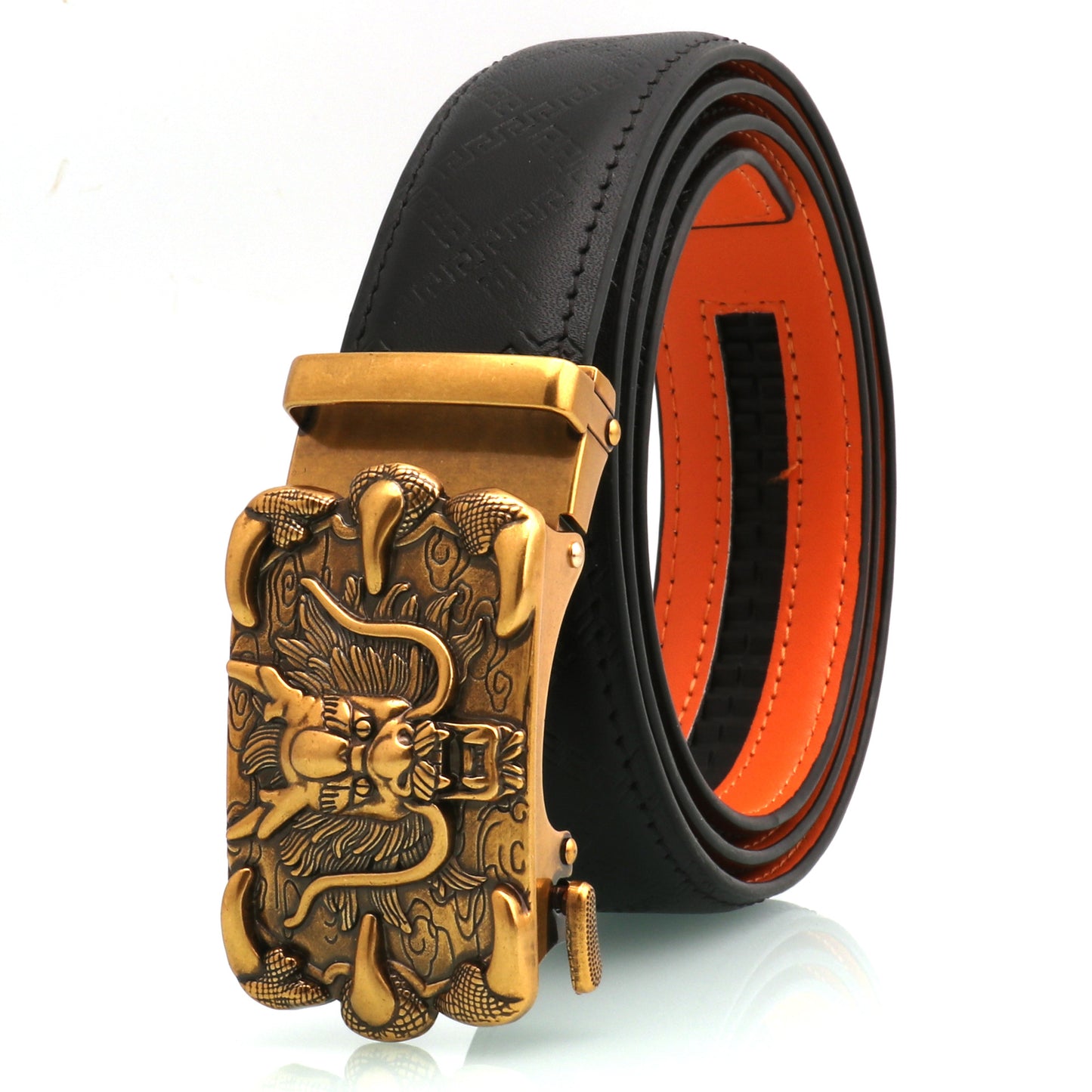 Errol™ | Men’s Dragon Engraved Cowhide Belt – Retro Automatic Buckle