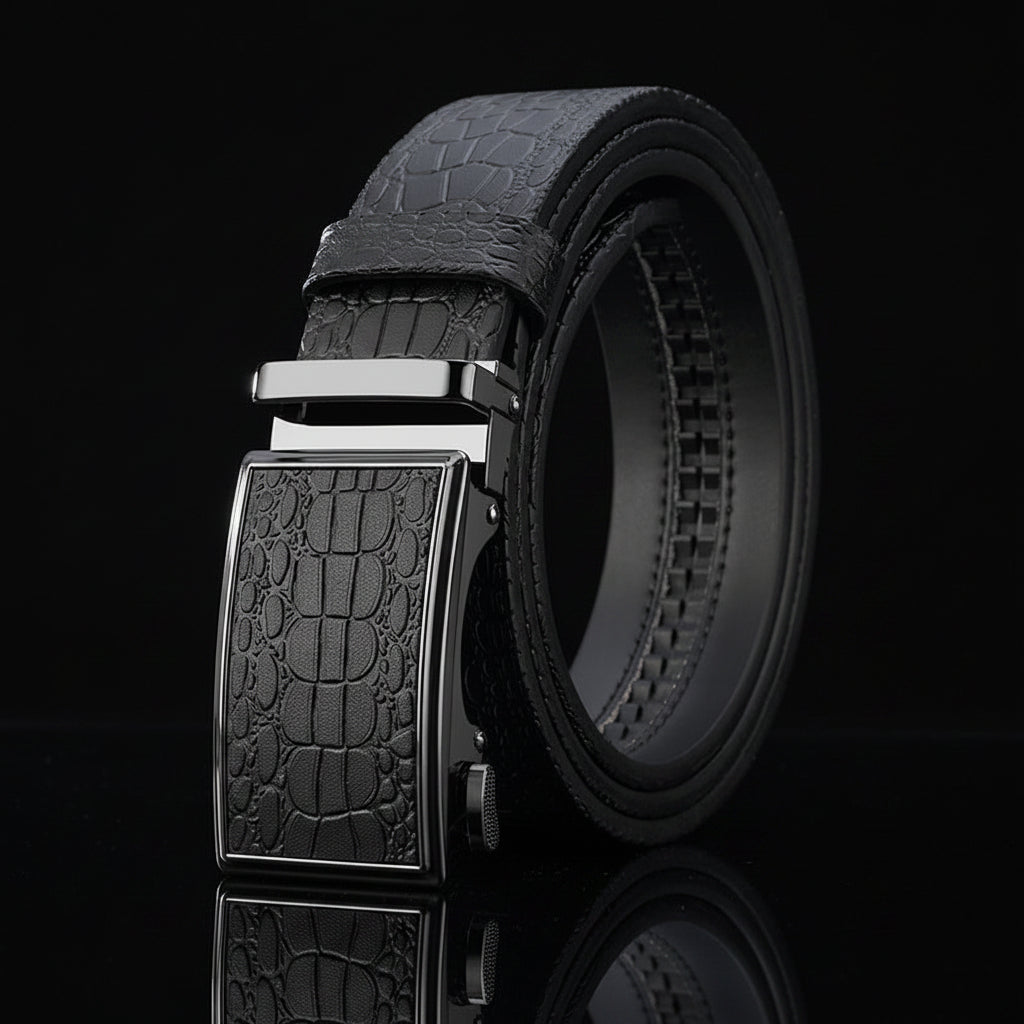 Rogan™ | Men’s Crocodile Pattern Cowhide Leather Belt – Automatic Buckle