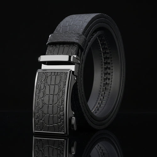 Rogan™ | Men’s Crocodile Pattern Cowhide Leather Belt – Automatic Buckle