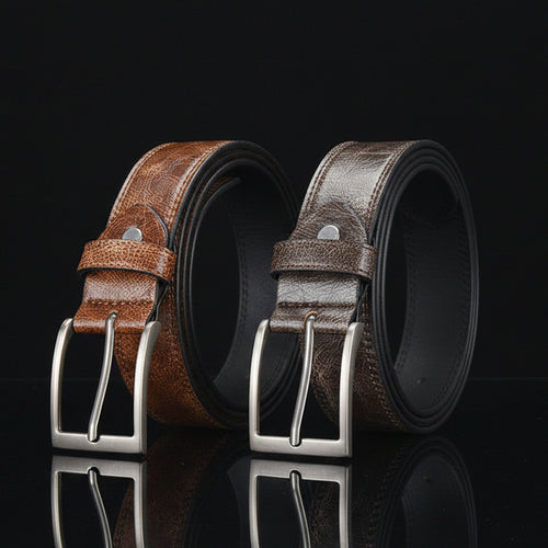 Lyndon™ | Men’s Vintage PU Leather Belt – Wide Buckle Casual Style