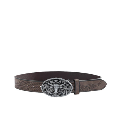 Levin™ | Men’s Western Denim Belt – Large Plate Buckle