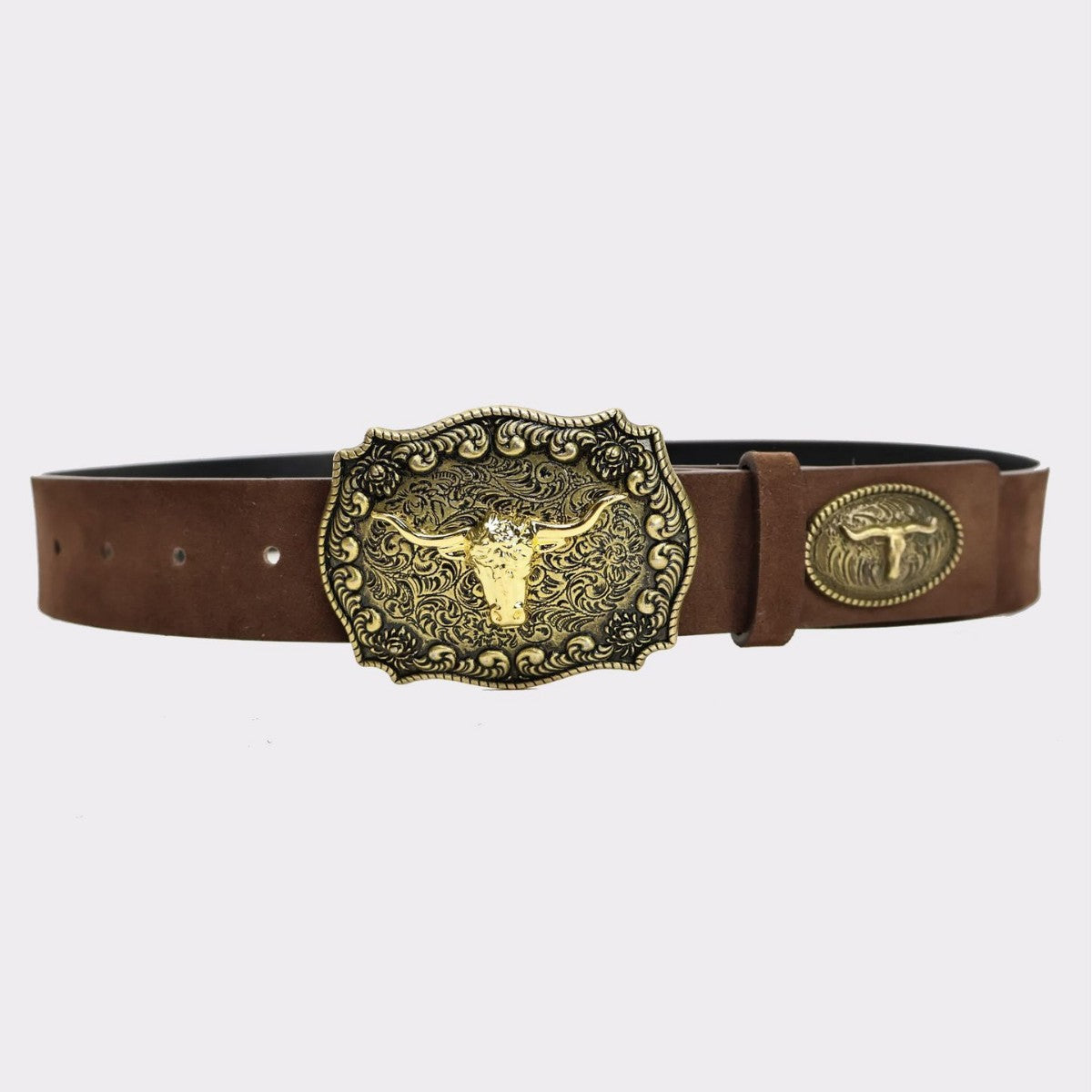 Yuan™ | Western Cowboy PU Belt – Large Cow Head Buckle