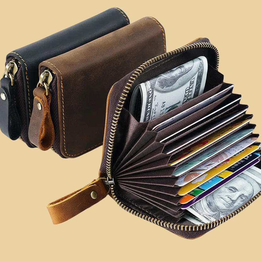 Yale™ | Genuine Leather RFID Card Holder With Coin Pocket
