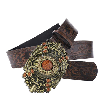 Euan™ | Men’s Retro Embossed PU Leather Belt – Ethnic Style