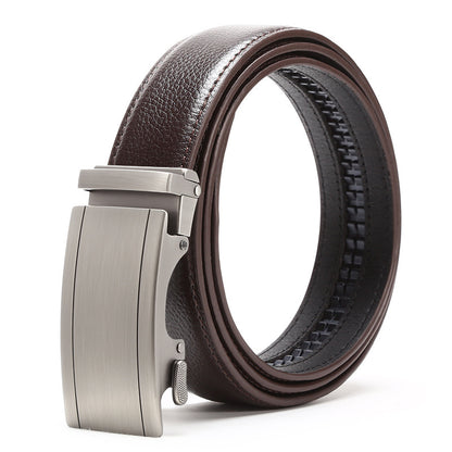 Reece™ | Men’s Cowhide Leather Belt – Automatic Buckle Business Style