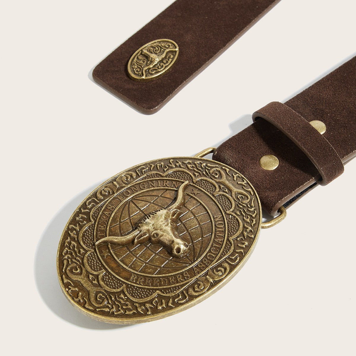 Gideon™ | Men’s Western Cowboy Belt – Bronze Bull Head Buckle