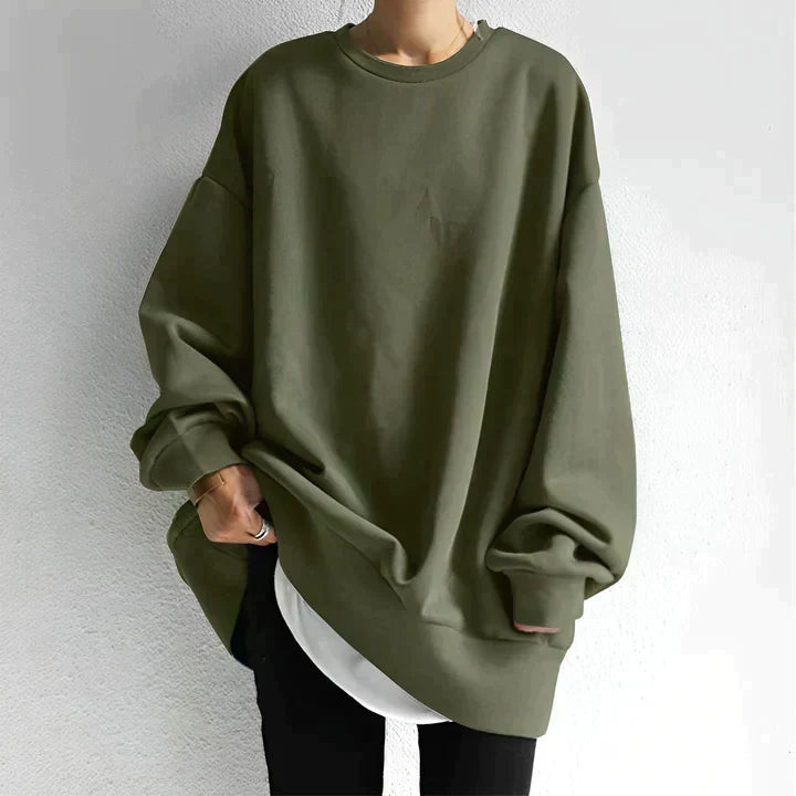 Alice Womens Oversized Tunic Sweater in Army Green