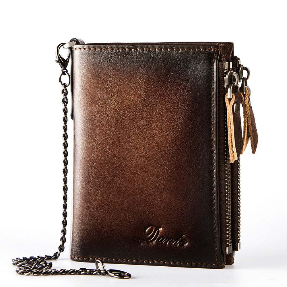 Mark™ | RFID Cowhide Leather Chain Wallet With Zipper