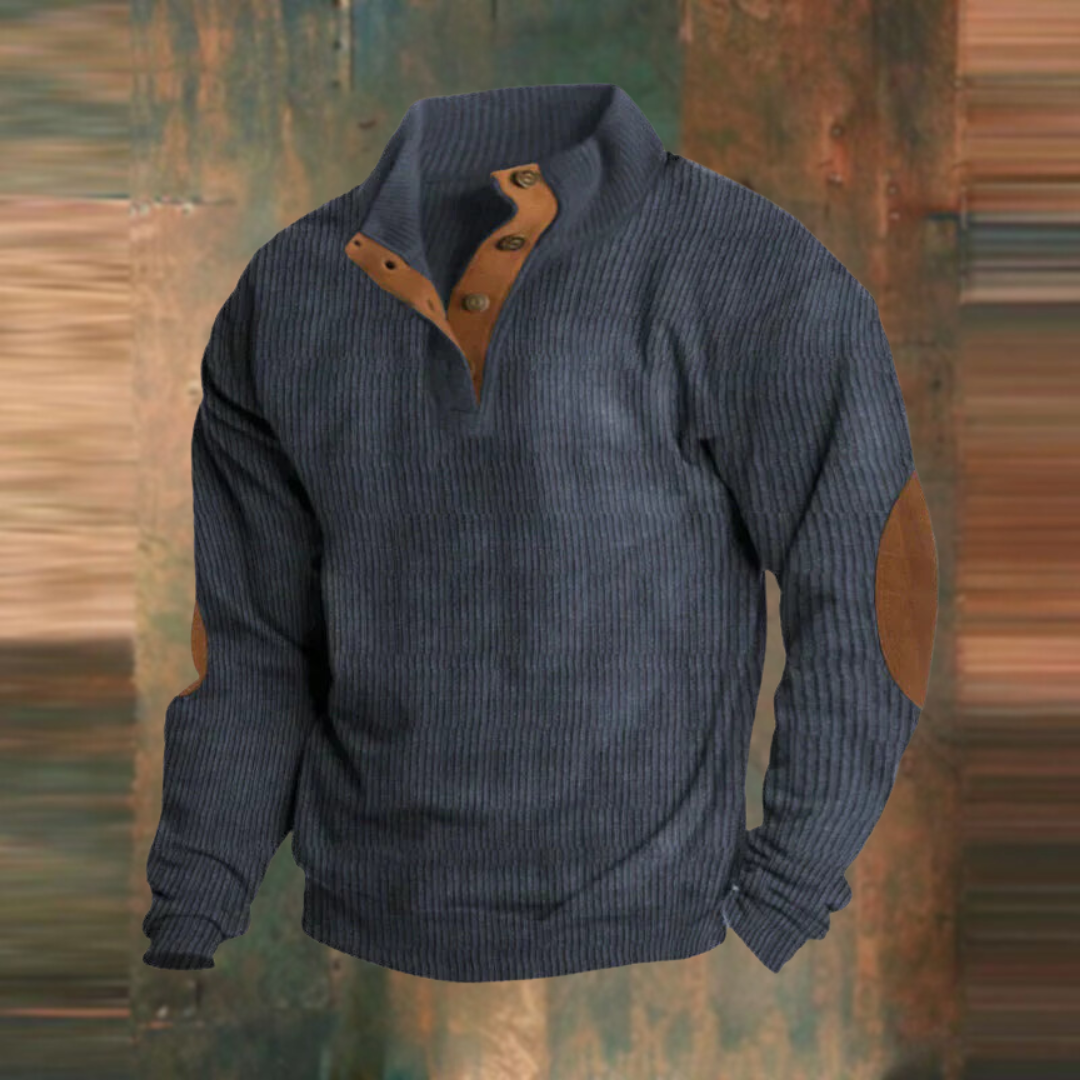 Thomas | Herren Gerippter Pullover mit Knopfleiste am Kragen — Modernes Basic in 5 Farben S–5XL | Westmere