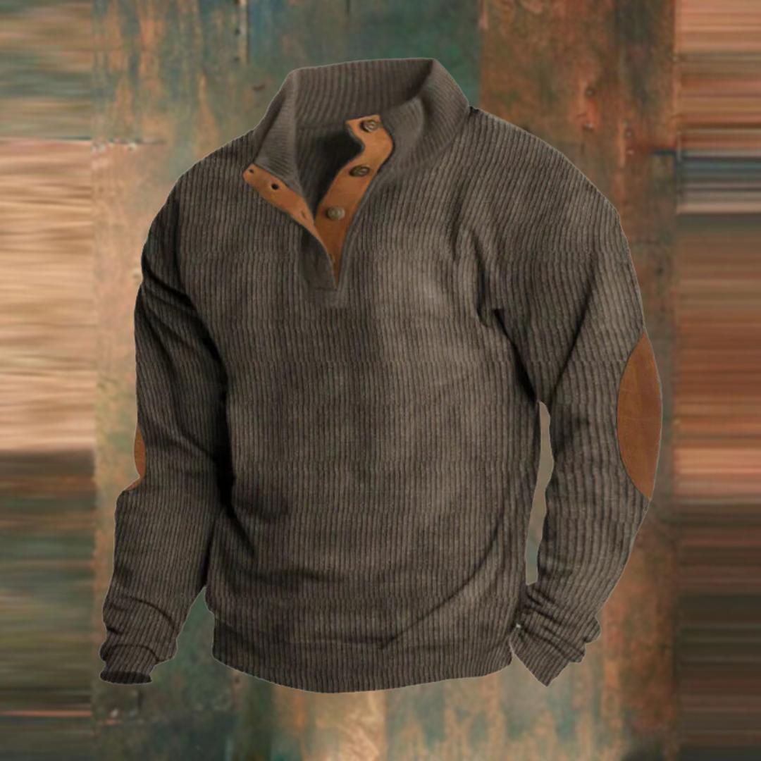 Thomas | Herren Gerippter Pullover mit Knopfleiste am Kragen — Modernes Basic in 5 Farben S–5XL | Westmere