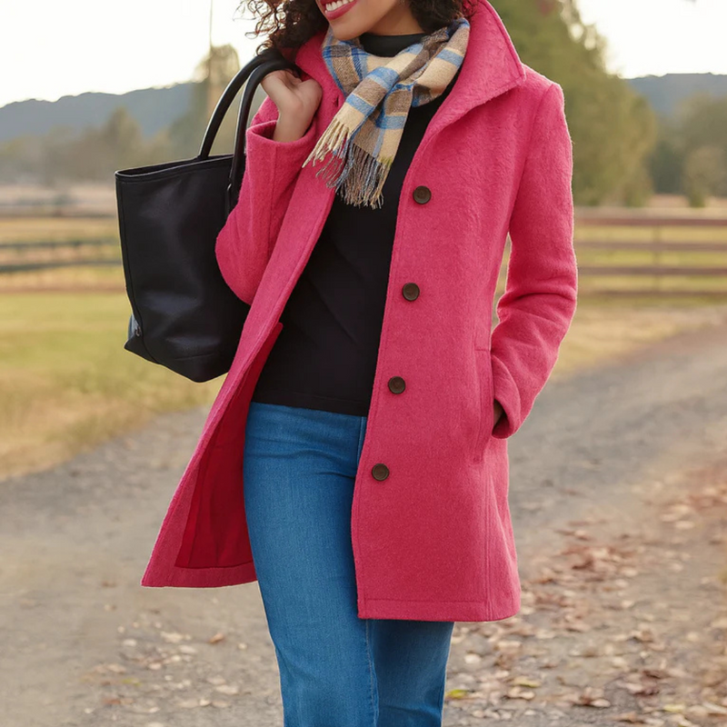 Women's Classic Button-Front Coat, Straight Cut | Warm & Wearable Everyday Layer | 9 Colorways | S–3XL