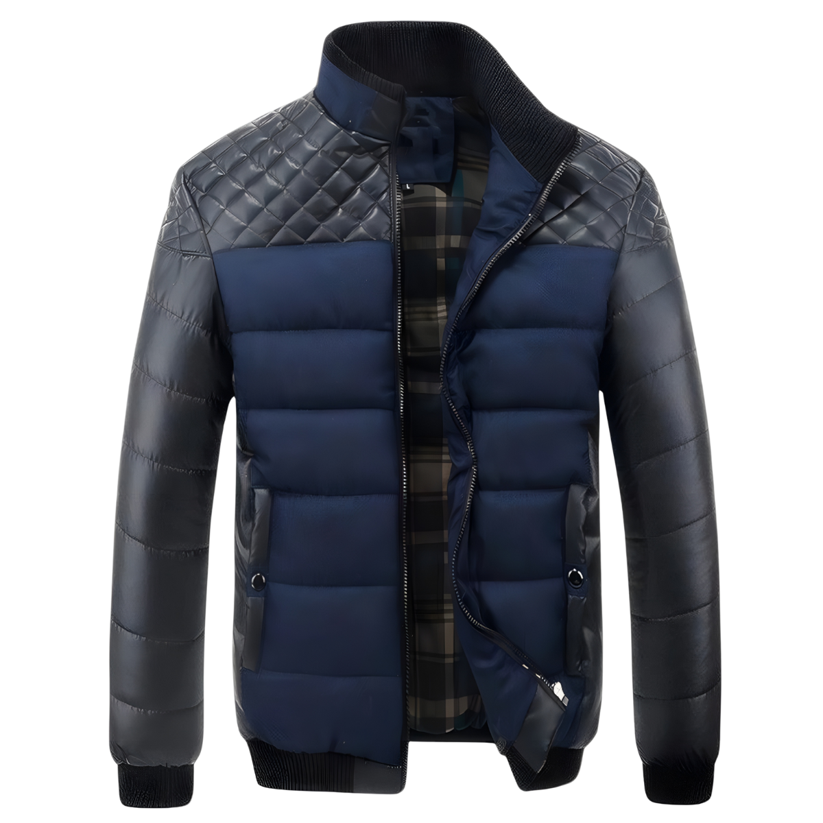 Henry | Two-tone quilted jacket in leather and fabric