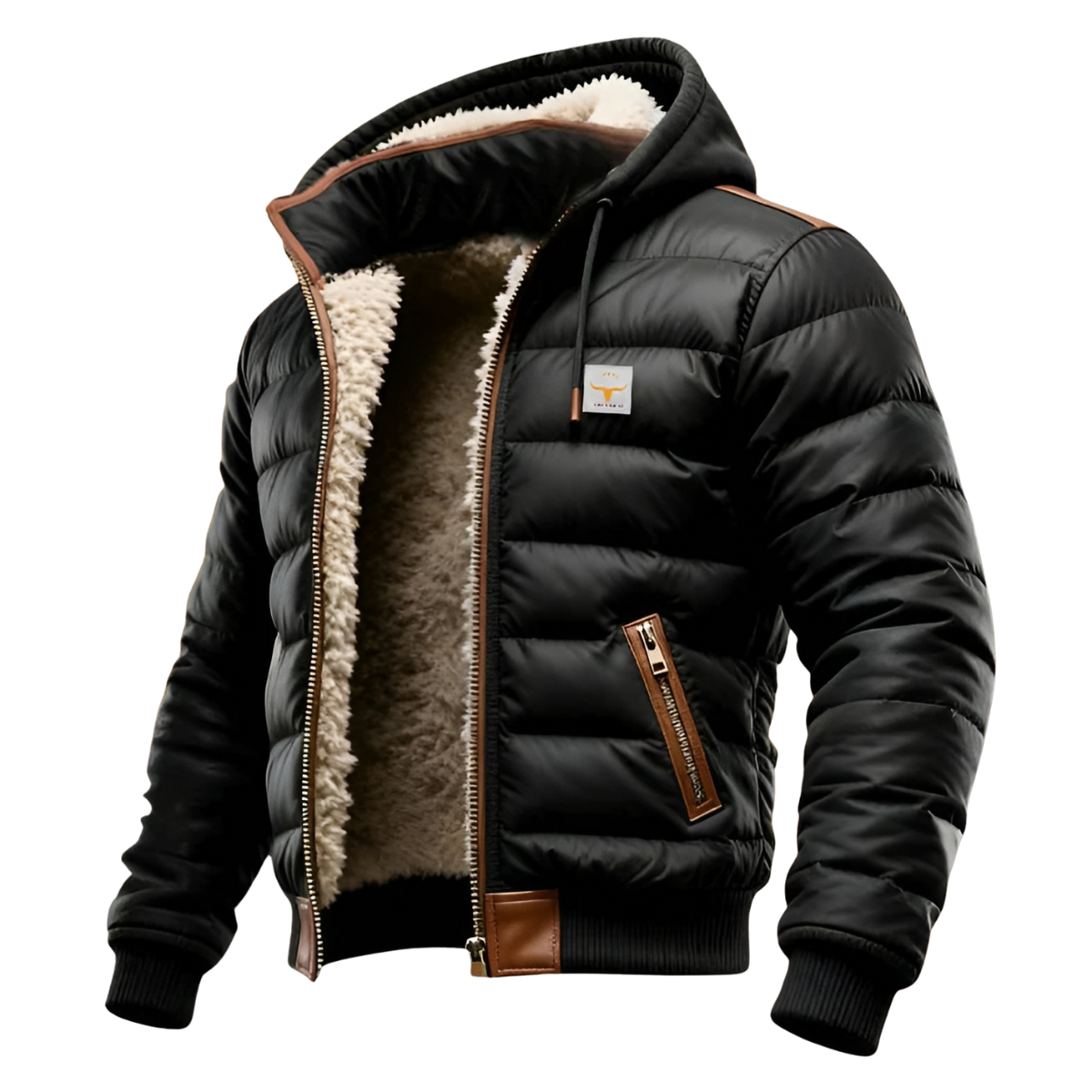 RYAN | QUILTED COAT WITH HOOD AND SHERPA LINING
