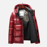Rhett | Mens Lightweight Down Puffer Jacket with Hood | Water-Resistant Shell, Zip Closure | Red or Black XS-XXXL