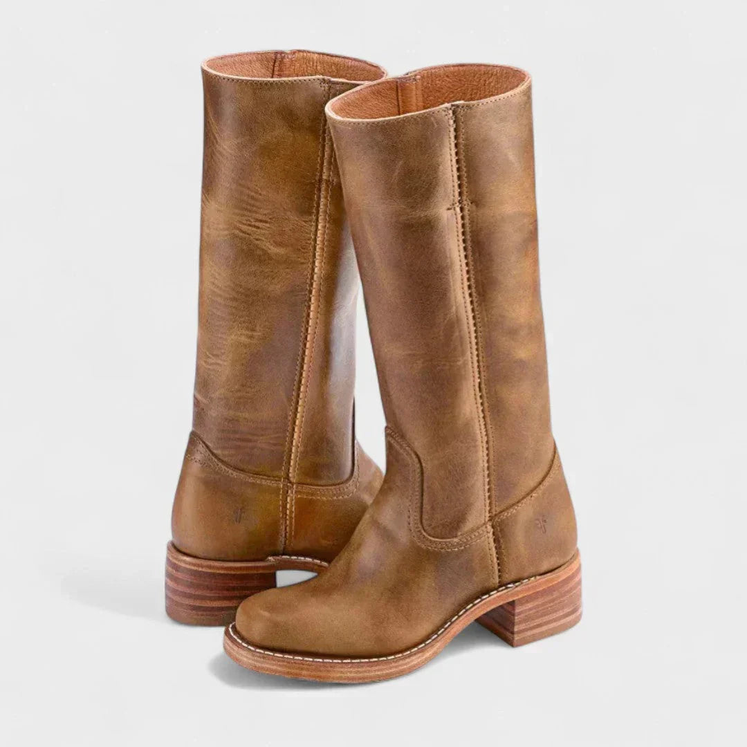 Liah Womens Retro Boots with Non-Slip Outsole in Light Brown
