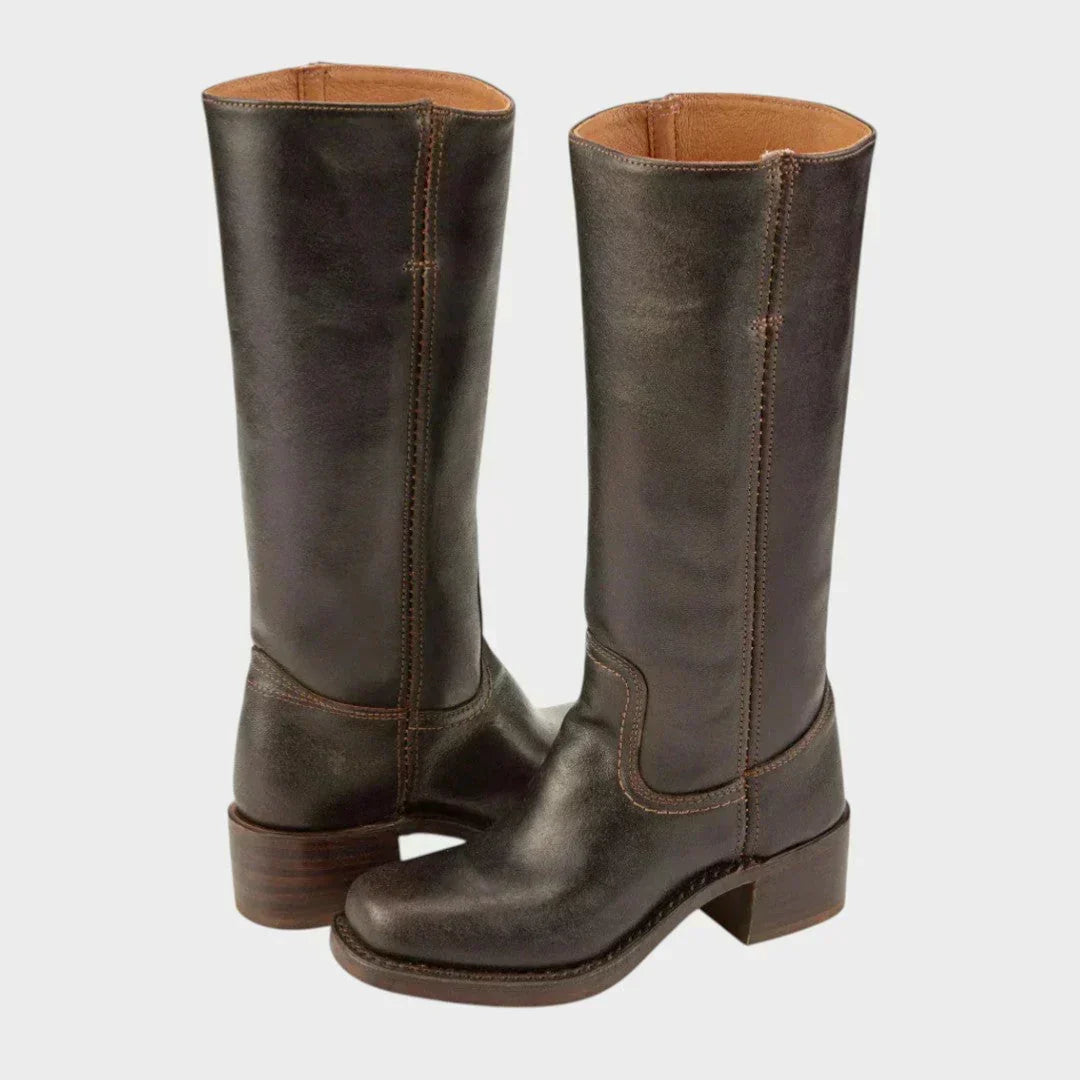 Liah Womens Retro Boots with Non-Slip Outsole in Dark Brown