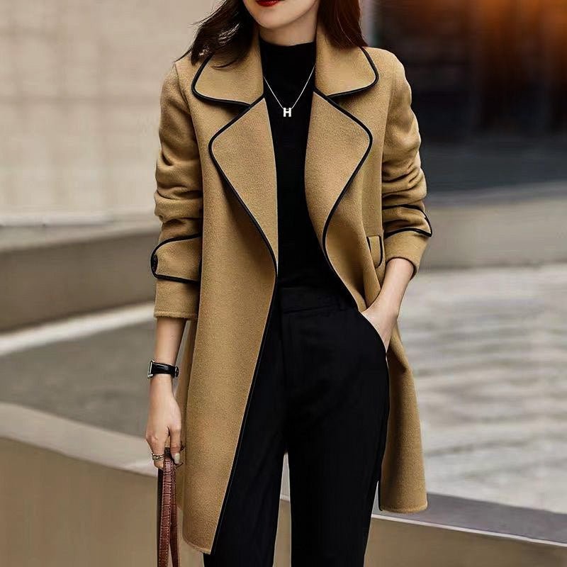 Madison Womens A-Line Wool Blend Coat with Belt