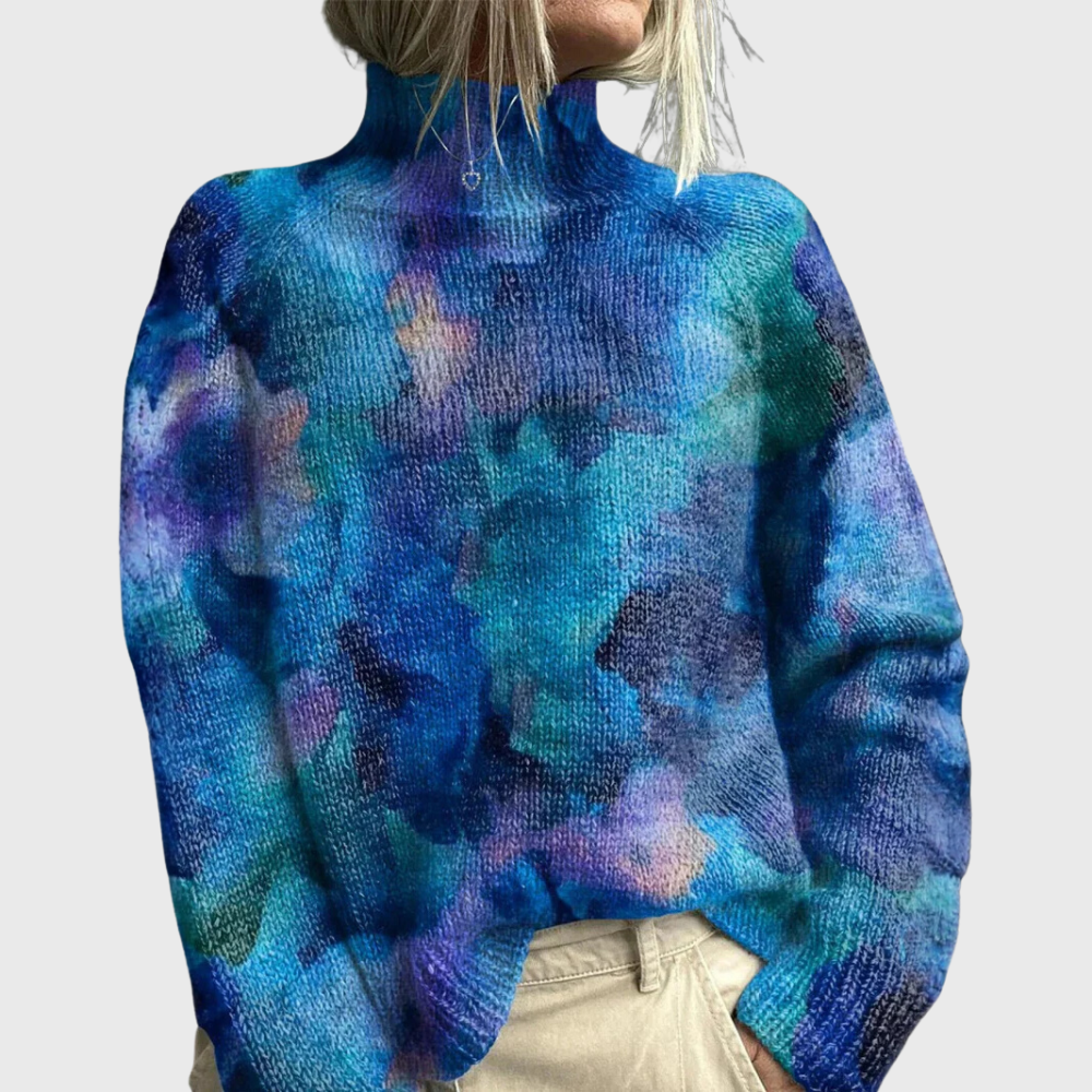 Women's Warm Turtleneck Sweater, Plush Design | Elegant Neckline, Flattering Drape | Green, Blue or Light Blue | XS–XL