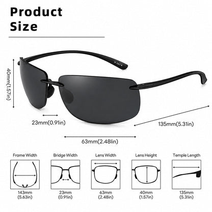 AeroFit RX052 Rimless Polarized Sunglasses | UV400