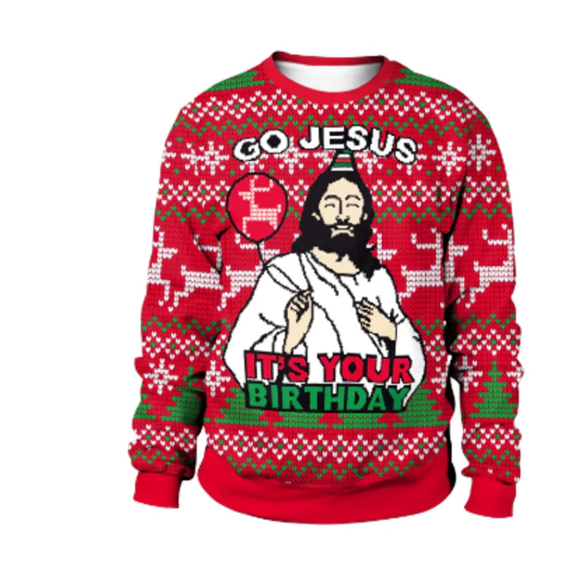 Emil | Herren Lustiger Weihnachtspullover — Jesus' Geburtstag Motiv in 5 Farbvarianten | Westmere