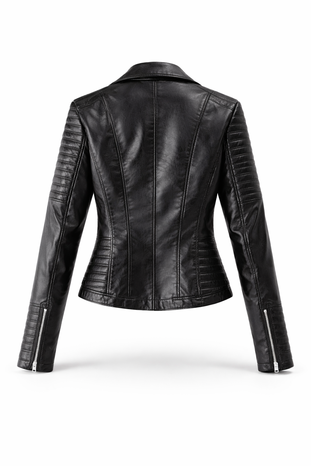 Brianna Womens Quilted Leather Biker Jacket with Asymmetric Zip