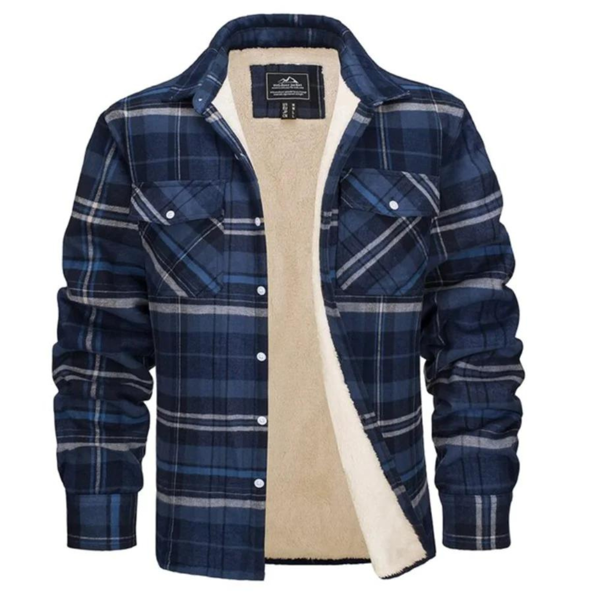 Derrick Mens Sherpa Lined Plaid Shirt Jacket in Blue-Gray
