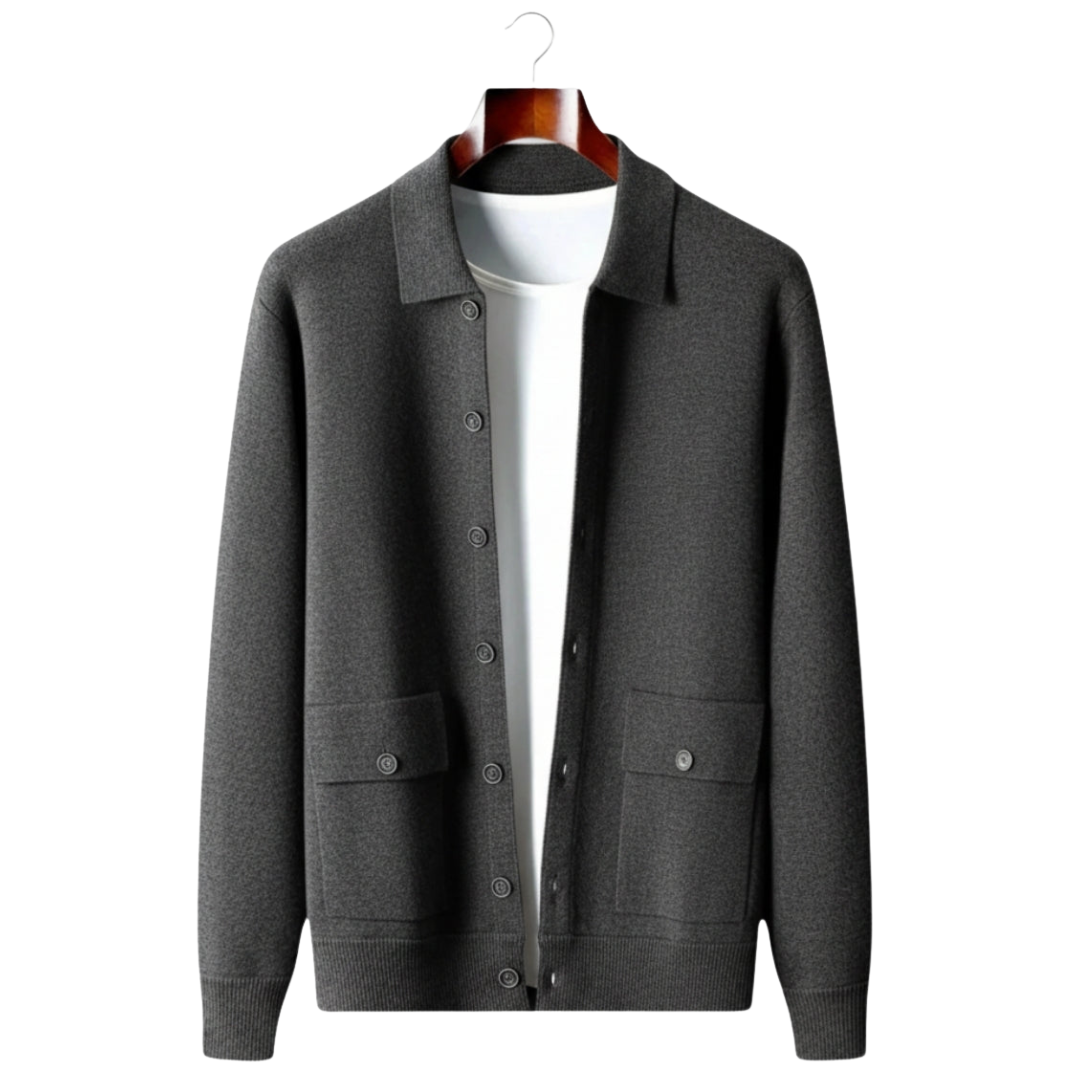 Micah Mens Cashmere Knit Jacket in Black