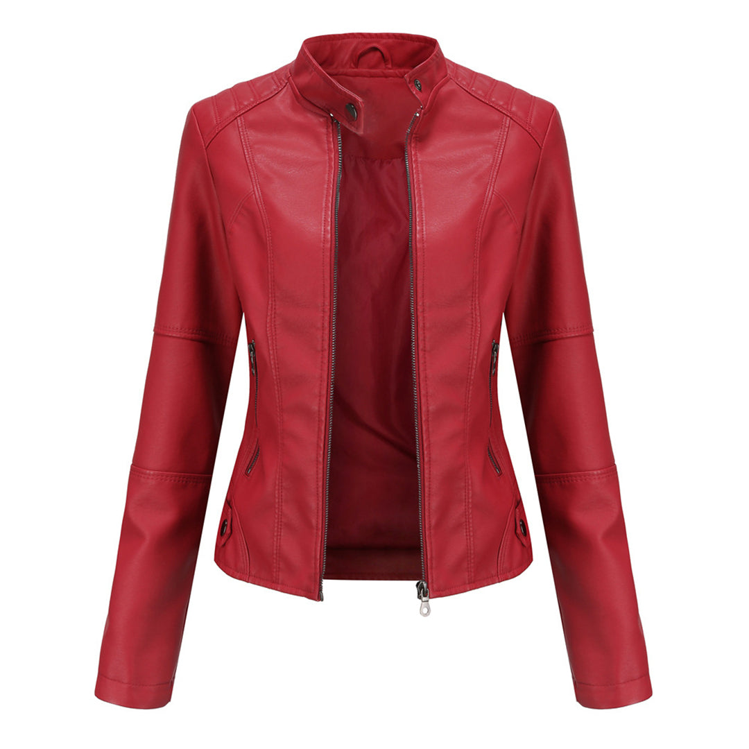Women's Sleek Modern Jacket | Asymmetrical Zip, Adjustable Collar, Metallic Accents | 6 Colorways | S–3XL