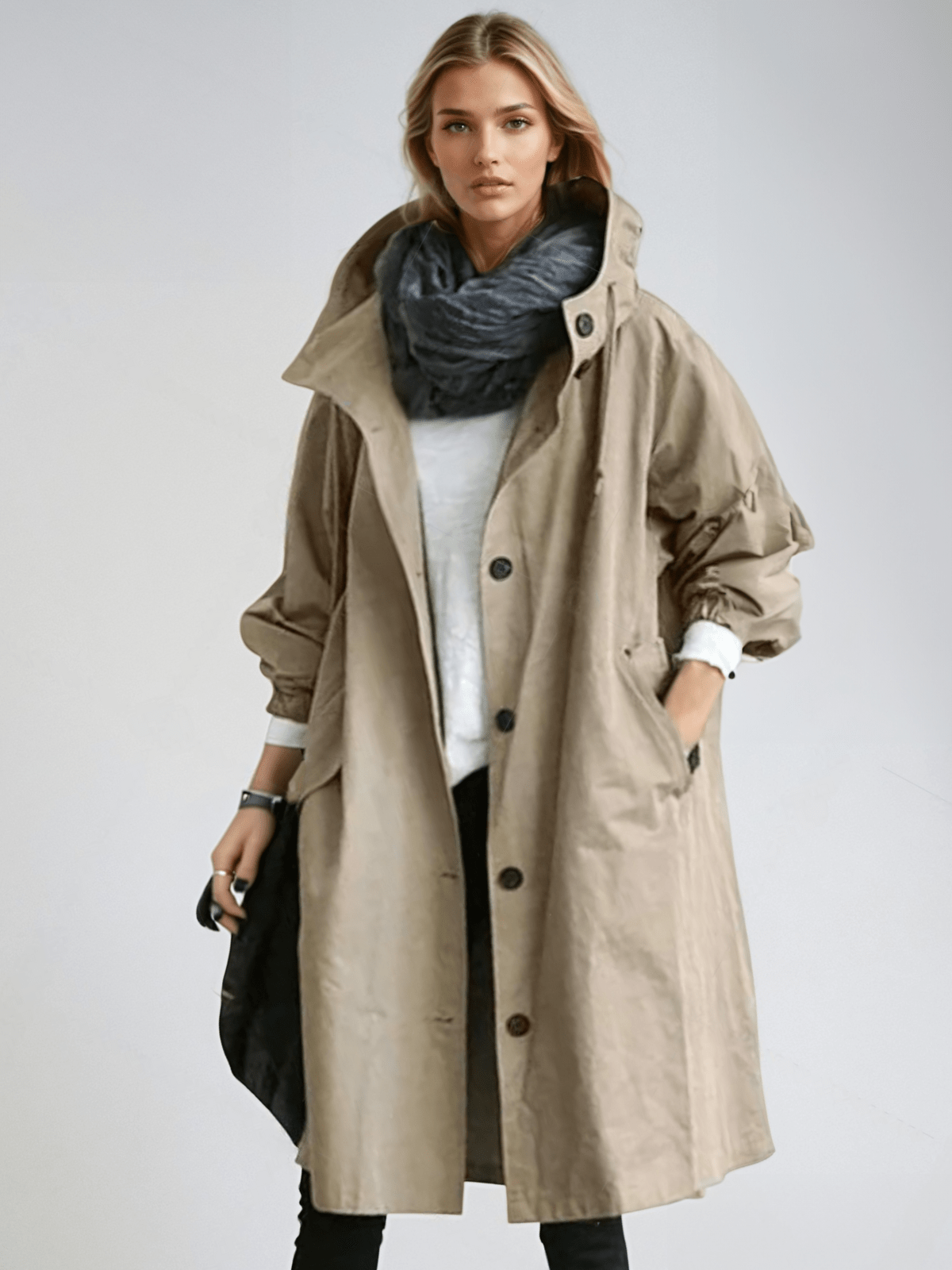 Mallory Womens Relaxed Fit Trench Coat for Fall and Spring in Brown