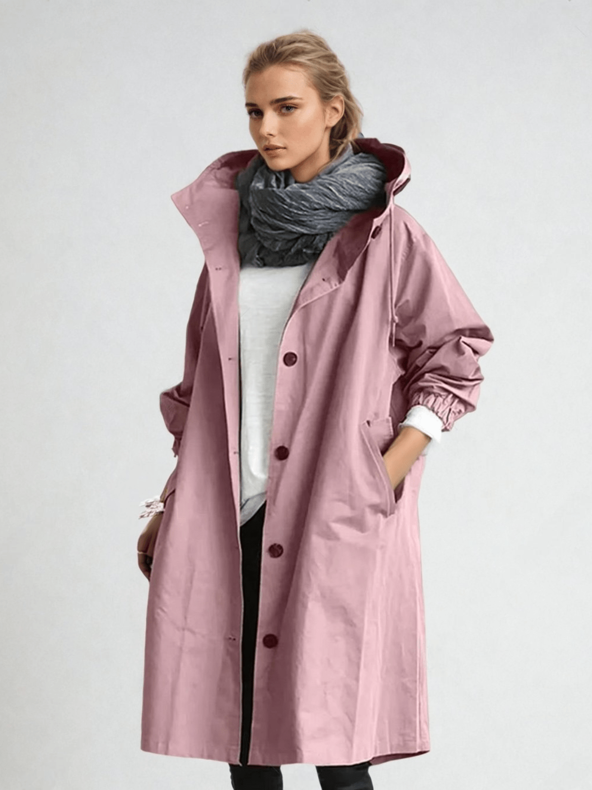 Mallory Womens Relaxed Fit Trench Coat for Fall and Spring in Pink