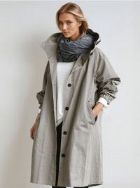 Mallory | Womens Relaxed Fit Trench Coat for Fall and Spring | Loose Cut, Clean Lines | Gray, Black, Brown and More S-5XL